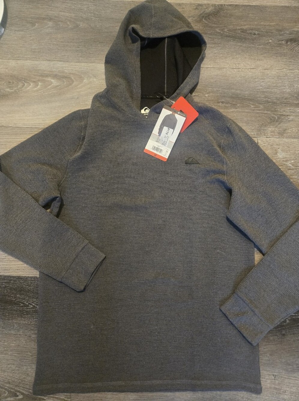 Quiksilver Men’s M Waffle Knit Light Thermal Hoodie NWT Gray